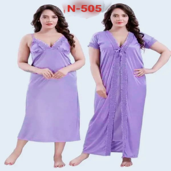 Sleeping Robes Solid Color Stain Lady Sleeping Gown Night Dress For Women(505)