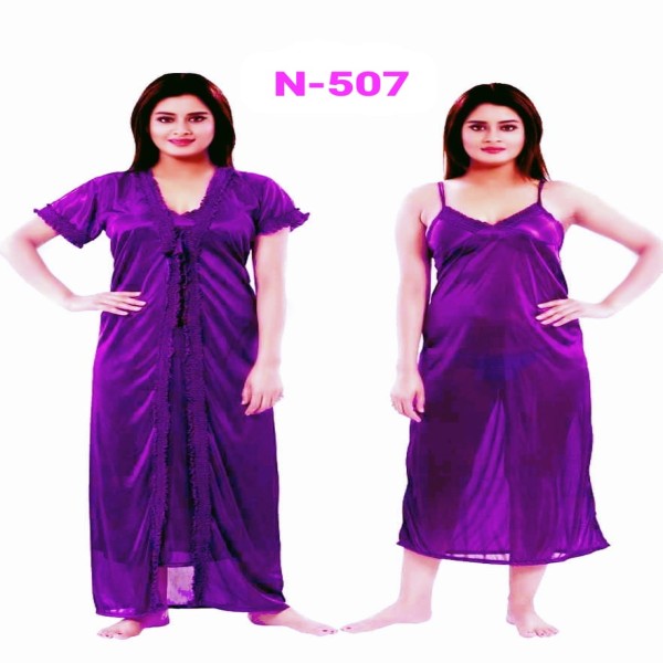 Sleeping Robes Solid Color Stain Lady Sleeping Gown Night Dress For Women(507)