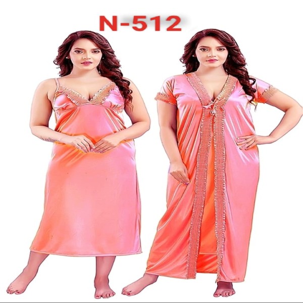 High Quality Silk Cotton Two Part Nighty For Women Elegant Blue Bangladeshi Silk Cotton Two Piece Night Dress ,Stylish Bangladeshi Two Part Nighty - Made With Silk Cotton( 512)