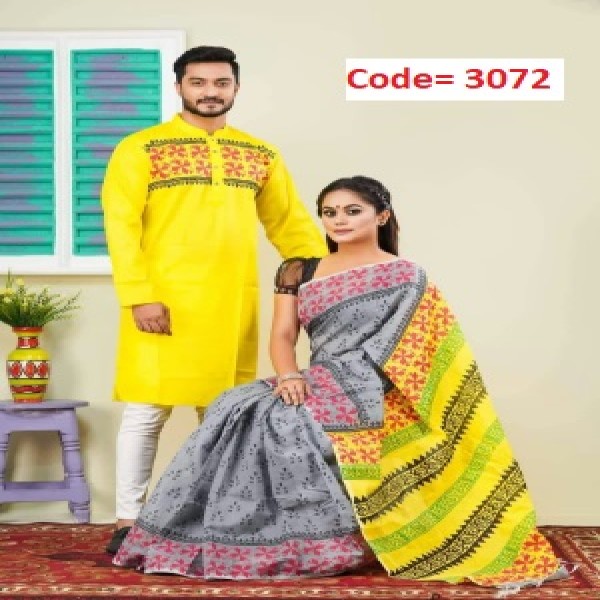 Block Printed Dhupian Silk Couple Set (3072)