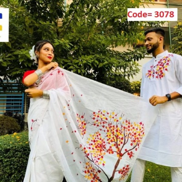 Block Printed Dhupian Silk Couple Set (3078)