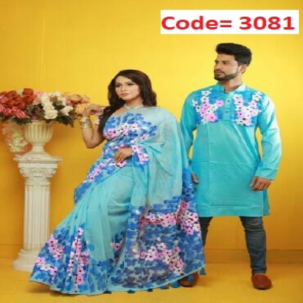 Block Printed Dhupian Silk Couple Set (3081)