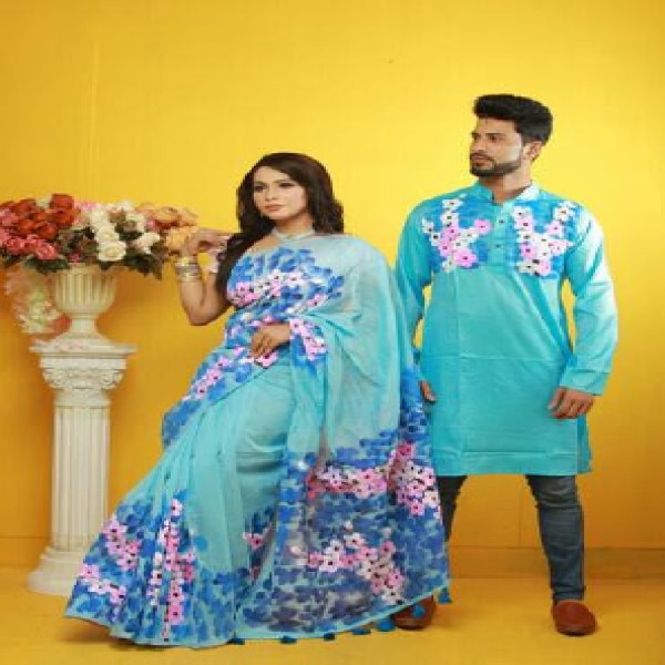 Block Printed Dhupian Silk Couple Set (3081)