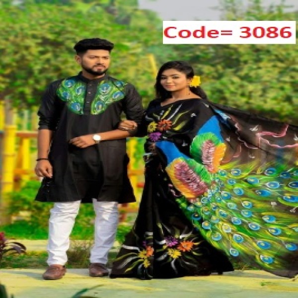 Block Printed Dhupian Silk Couple Set (3086)