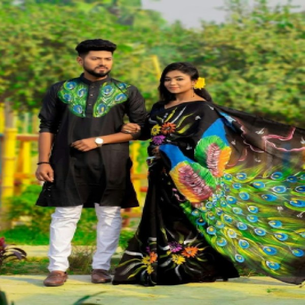 Block Printed Dhupian Silk Couple Set (3086)