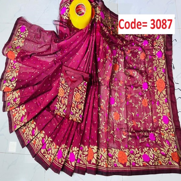 Block Printed Dhupian Silk Couple Set (3087)