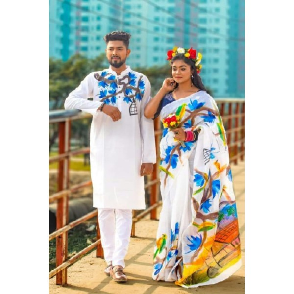 Block Printed Dhupian Silk Couple Set (3088)