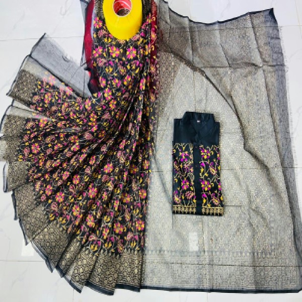 Block Printed Dhupian Silk Couple Set (3089)