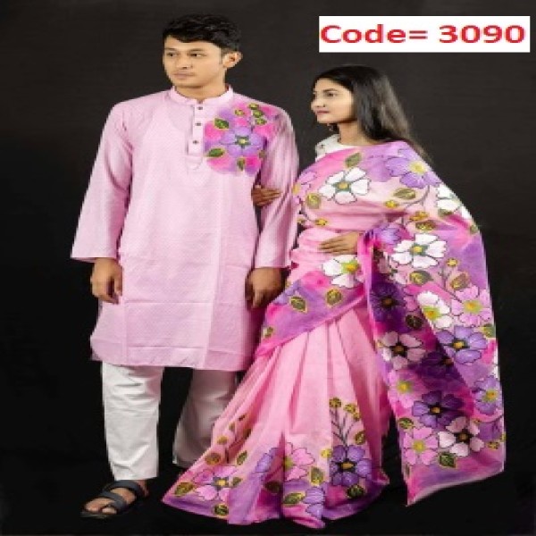 Block Printed Dhupian Silk Couple Set (3090)