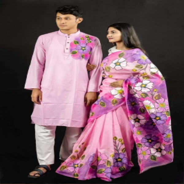 Block Printed Dhupian Silk Couple Set (3090)