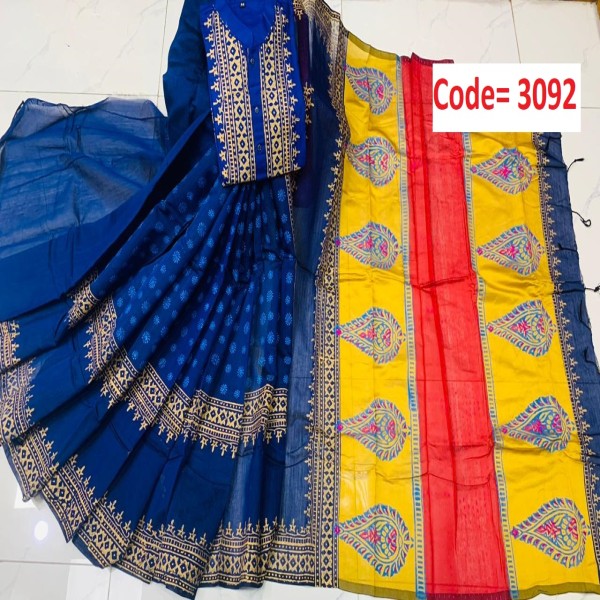 Block Printed Dhupian Silk Couple Set (3092)