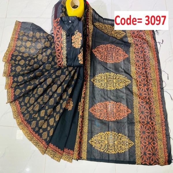 Block Printed Dhupian Silk Couple Set(3097)