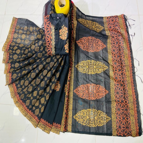 Block Printed Dhupian Silk Couple Set(3097)