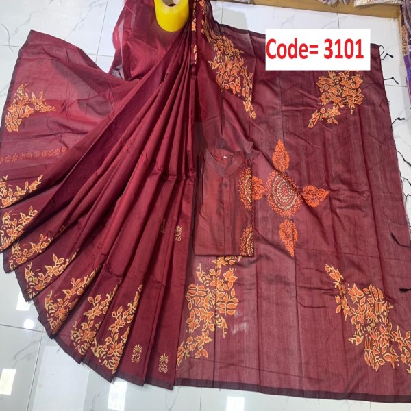 Block Printed Dhupian Silk Couple Set (3101)