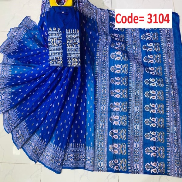 Block Printed Dhupian Silk Couple Set (3104)