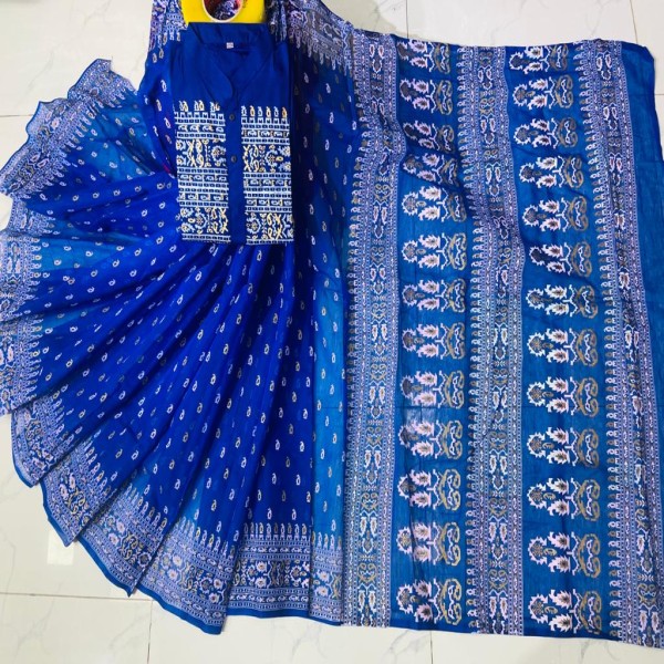 Block Printed Dhupian Silk Couple Set (3104)