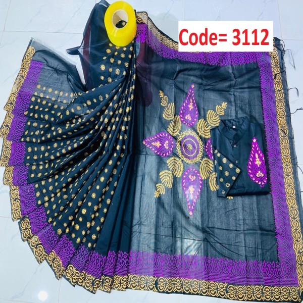 Block Printed Dhupian Silk Couple Set (3112)