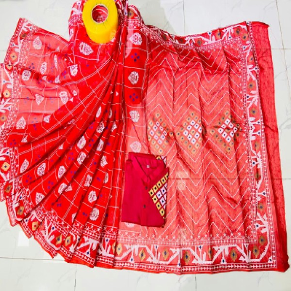 Block Printed Dhupian Silk Couple Set (3114)