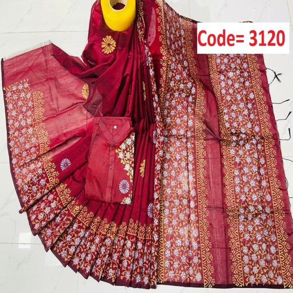 Block Printed Dhupian Silk Couple Set (3120)