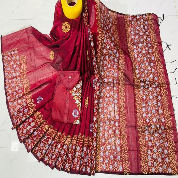 Block Printed Dhupian Silk Couple Set (3120)