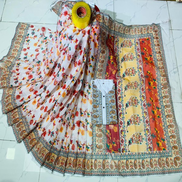 Block Printed Dhupian Silk Couple Set (3125)