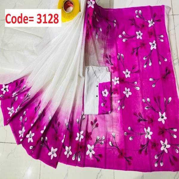 Block Printed Dhupian Silk Couple Set (3128)