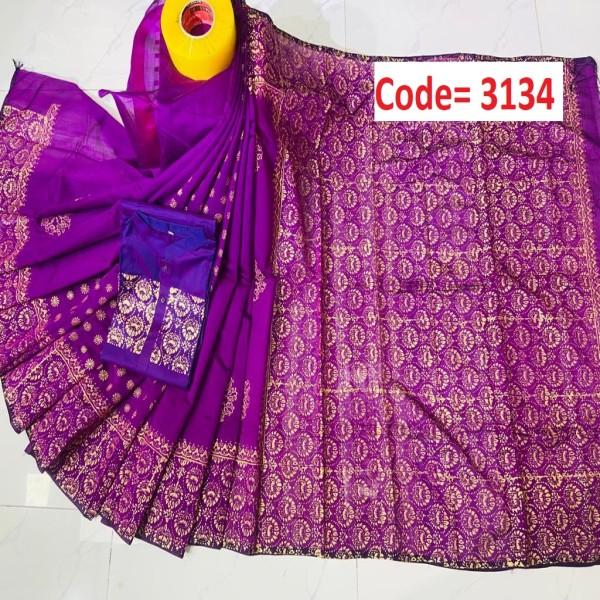 Block Printed Dhupian Silk Couple Set (3134)