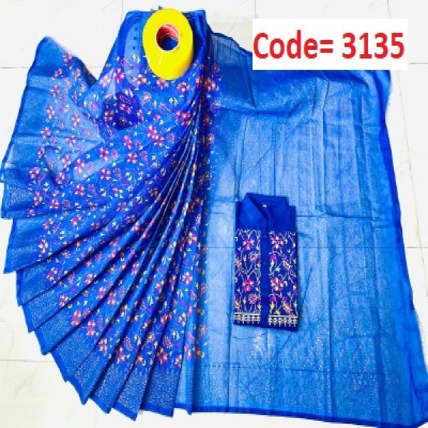 Block Printed Dhupian Silk Couple Set (3135)