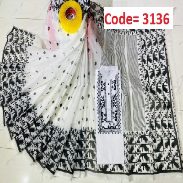 Block Printed Dhupian Silk Couple Set (3136)