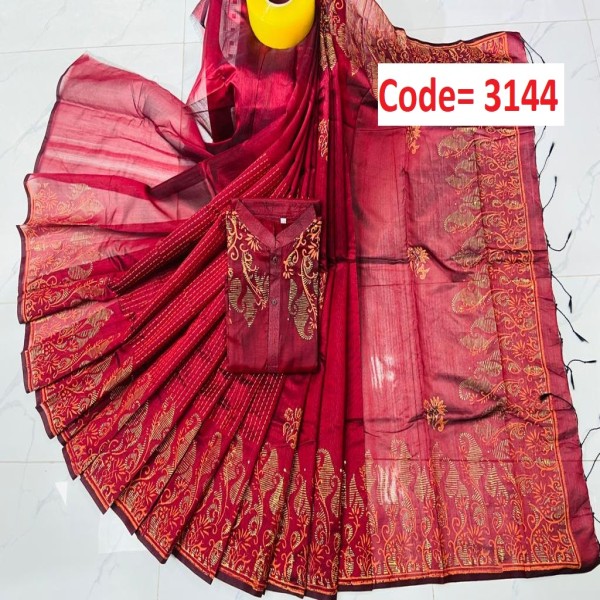 Block Printed Dhupian Silk Couple Set (3144)