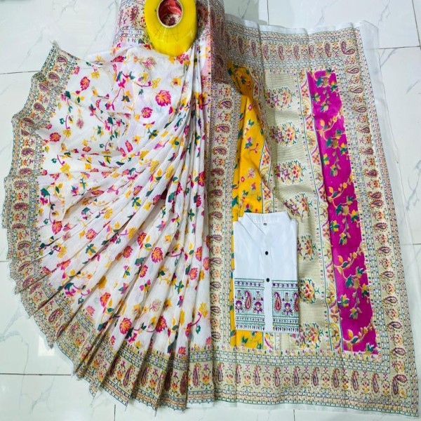 Block Printed Dhupian Silk Couple Set (3146)