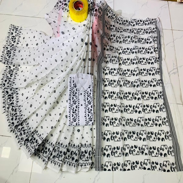 Block Printed Dhupian Silk Couple Set (3147)