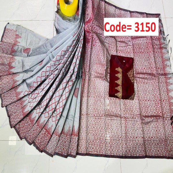 Block Printed Dhupian Silk Couple Set (3150)