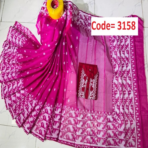 Block Printed Dhupian Silk Couple Set (3158)