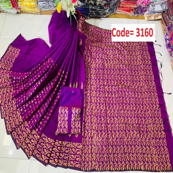 Block Printed Dhupian Silk Couple Set (3160)