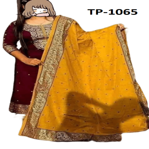 New exclusive Rangdhonu designed VIP Linen Amburtari Les Work 3 Piece For Stylish Women/Girls(1065)