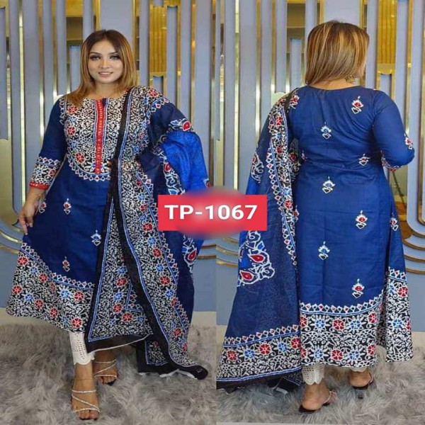 New exclushive collection 100% high qualitiey Cotton print THREE PIECE (1067)