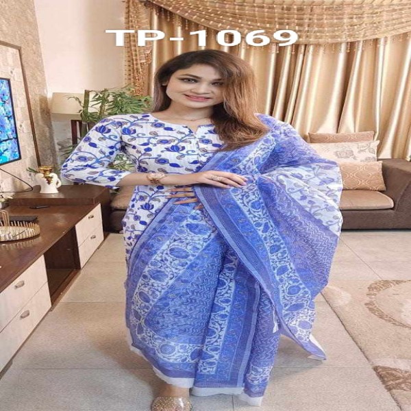 New exclusive Rangdhonu designed VIP Linen Amburtari Les Work 3 Piece For Stylish Women/Girls(1069)