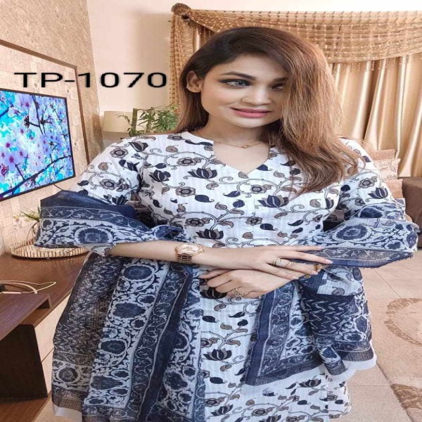 New exclusive Rangdhonu designed VIP Linen Amburtari Les Work 3 Piece For Stylish Women/Girls (1070)