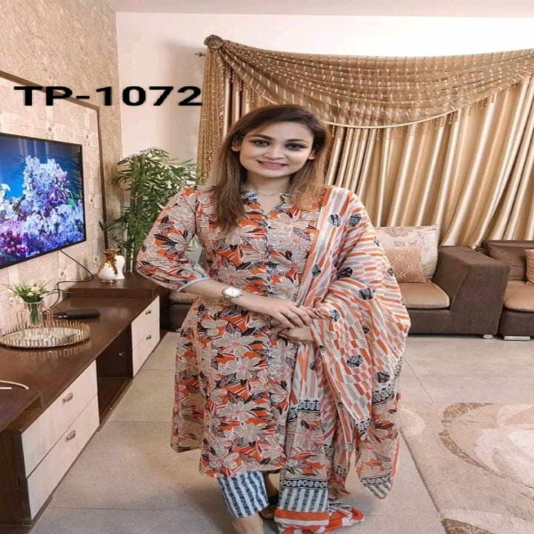 New exclusive Rangdhonu designed VIP Linen Amburtari Les Work 3 Piece For Stylish Women/Girls(1072)