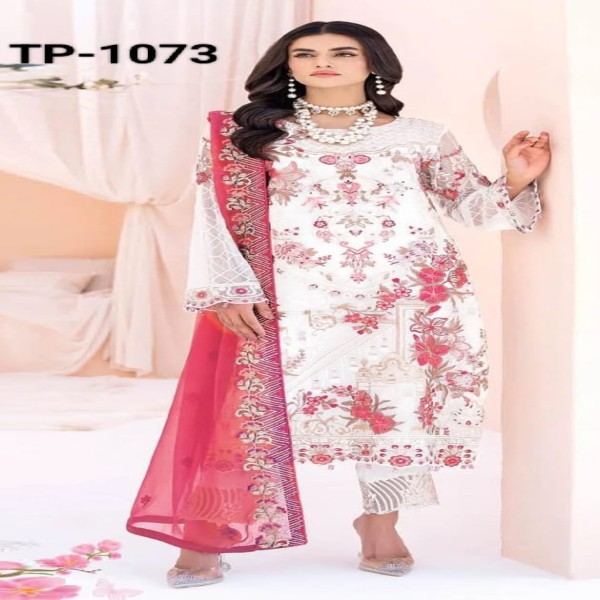 New exclusive Rangdhonu designed VIP Linen Amburtari Les Work 3 Piece For Stylish Women/Girls(1073)