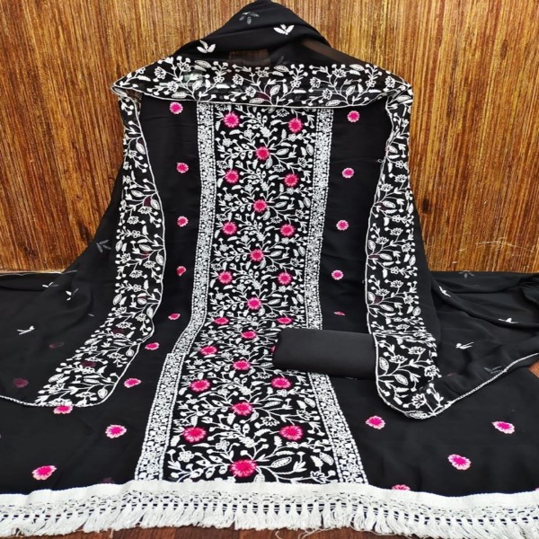 Embroidery & Stone Work Georgette Kameez Four Peace (GR-136)