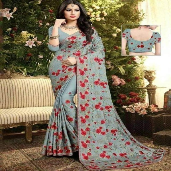 Georgette High Quality Embroidery Stylish Sharee ( S-152 )