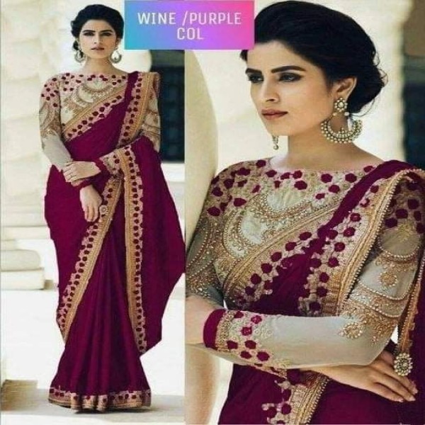 Georgette High Quality Embroidery Stylish Sharee ( S-158 )