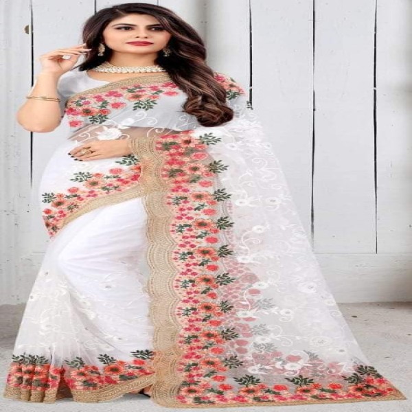 Indian Jeorjet High Quality Embroidery Stylish Sharee ( SS-124)