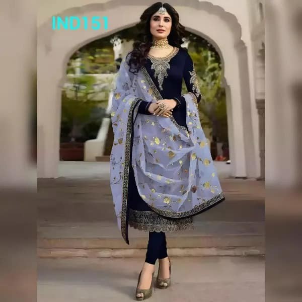 Georgette Embroidery Work Party Wear Party Dress For Women(GR-1517)