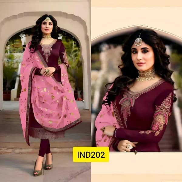 Georgette Embroidery Work Party Wear Party Dress For Women(GR-1518)