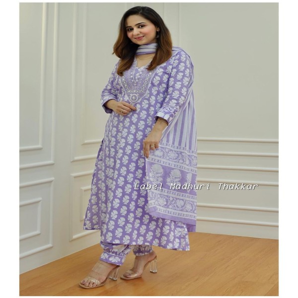 Cotton Printed Readymade Salwar Kameez Three Piece-code-bk-08