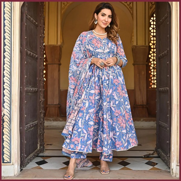 Cotton Printed Readymade Salwar Kameez Three Piece-code-bk-11