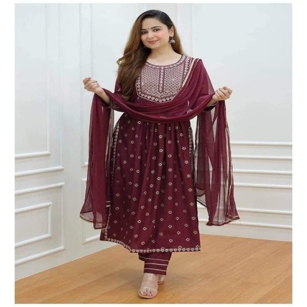 Cotton embroidery work nayra 3 pice dress girls(TP-1205)